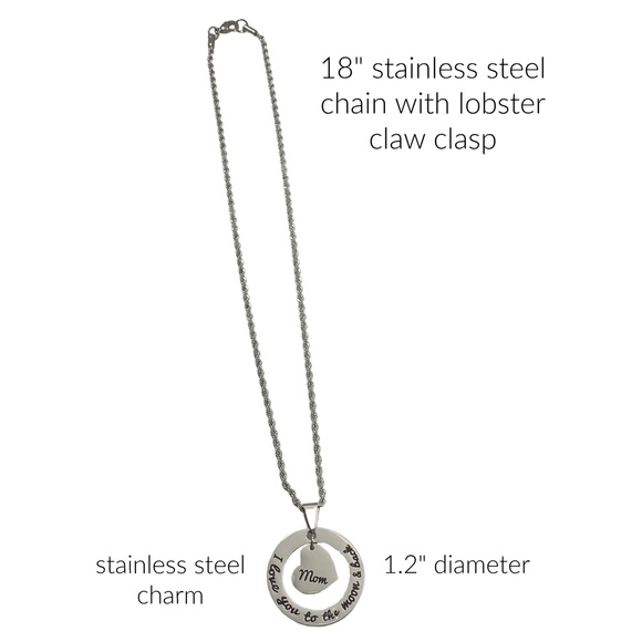 I Love You to the Back Pendant Necklace for Mom - Picture 2 of 3